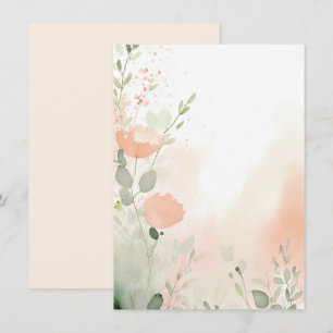 Oranje en perzik waterverf bloemendecoratie blanco kaart