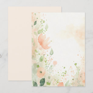 Oranje en perzik waterverf bloemendesign blanco tr kaart