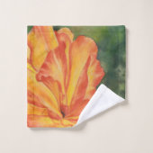 Oranje en rode Bloom waterverf Bad Handdoek (Wasdoekje)