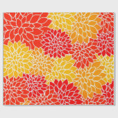 oranje en rode dahlias cadeaupapier (Vlak)