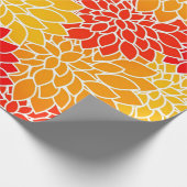 oranje en rode dahlias cadeaupapier (Hoek)