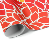 oranje en rode dahlias cadeaupapier (Rol Hoek)