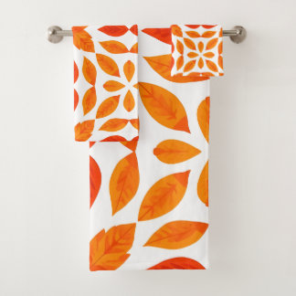 Oranje en rode geometrische bloem badhanddoek bad handdoek