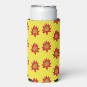 Oranje en rode spiraalbloem op geel (Seltzer Voorkant)