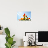 Oranje en rode tulpen van onderaan poster (Thuiskantoor)