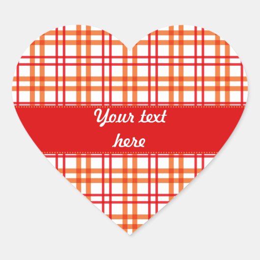 Oranje en rood Tartan Hart Sticker (Voorkant)