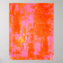 oranje en roze Abstracte kunst van de "ieders Fav" Poster