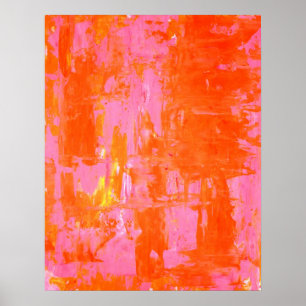 oranje en roze Abstracte kunst van de "ieders Fav" Poster