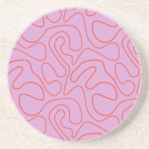 Oranje en roze Abstracte minimalistische lijnen Zandsteen Onderzetter