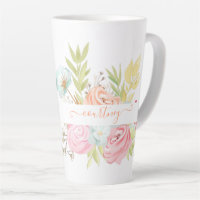 Oranje en roze aquarel bloemstuk gepersonaliseerd 