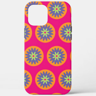 oranje en roze bloemvormen illustratie iPhone 12 pro max hoesje