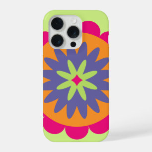oranje en roze bloemvormen illustratie iPhone 15 pro hoesje