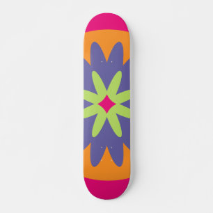 oranje en roze bloemvormen illustratie skateboard