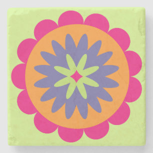 oranje en roze bloemvormen illustratie stenen onderzetter