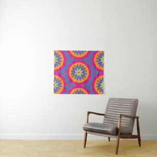 oranje en roze bloemvormen illustratie wandkleed