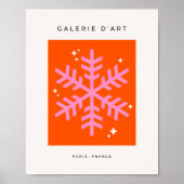 Oranje en roze feestdag snowflake kerst poster (Voorkant)
