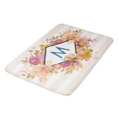 Oranje en roze Floral Bouquet Monogram Badmat (Gekanteld)