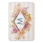 Oranje en roze Floral Bouquet Monogram Badmat (Voorkant Verticaal)