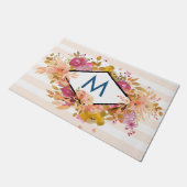 Oranje en roze Floral Bouquet Monogram Deurmat (Schuin)
