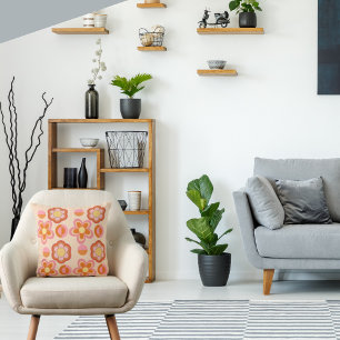 Oranje en roze Geometrisch 1960-stijl Kussen