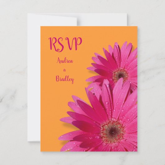 Oranje en roze Gerbera Daisy Wedding-kaart RSVP Kaartje (Achterkant)