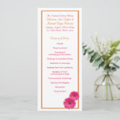 Oranje en roze Gerbera Daisy Wedding Program Programma (Staand voorkant)