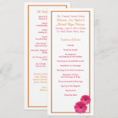Oranje en roze Gerbera Daisy Wedding Program Programma (Voorkant / Achterkant)