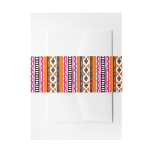 Oranje en roze Kente African Pattern Uitnodigingen Wikkel