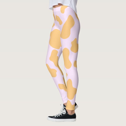 Oranje en roze Koe Print esthetiek Leggings (Links)