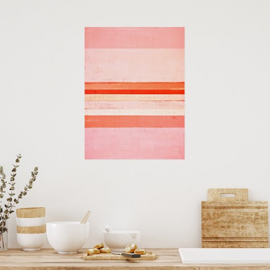 oranje en roze kunst poster (Keuken)