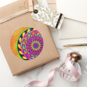 Oranje en roze Mandala Classic Round Sticker