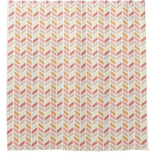 Oranje en Roze ontwerp van het Herringbone Patroon Douchegordijn (Voorkant)