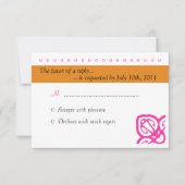Oranje en roze ornamental Weddenschap RSVP (Voorkant)