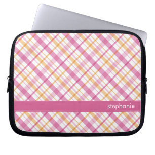 Oranje en roze patroon laptop sleeve
