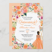 Oranje en roze rozen Perzische flora Quinceanera I Kaart (Voorkant / Achterkant)