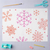 Oranje en Roze Sneeuwvlokken Witte Kerst Tissuepapier (Craft)