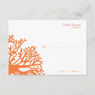 Oranje en roze tropisch koraal bruiloft rsvp kaartje