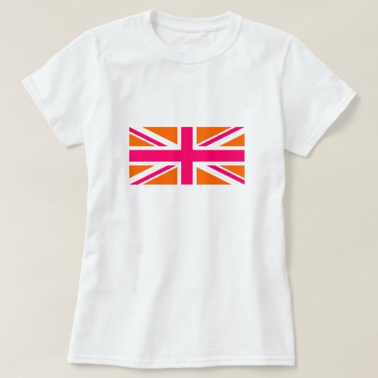 Oranje en Roze Union Jack T-shirt (Design voorkant)