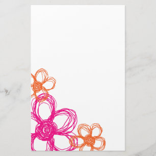 Oranje en roze wilde bloemen briefpapier