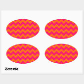 Oranje en roze zigzag ovale sticker (Vel)