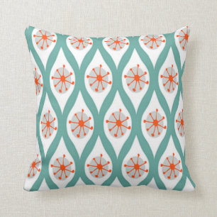 Oranje en Teal Abstract Kussen