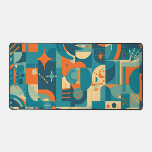 Oranje en Turquoise Geometrisch Abstract Bureaumat