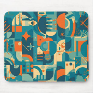 Oranje en Turquoise Geometrisch Abstract Muismat