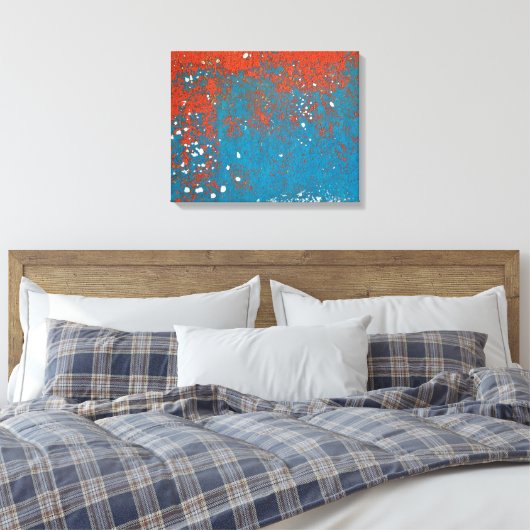 Oranje en Turquoise Paint Abstract Canvas Afdruk (Insitu (Slaapkamer))