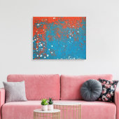 Oranje en Turquoise Paint Abstract Canvas Afdruk (Insitu (Woonkamer))