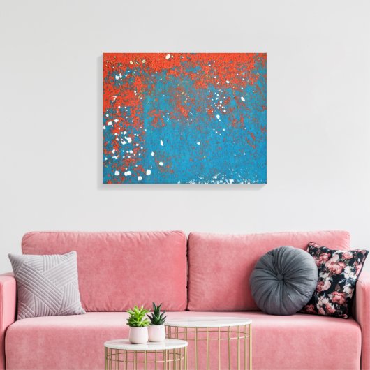 Oranje en Turquoise Paint Abstract Canvas Afdruk (Insitu (Woonkamer))