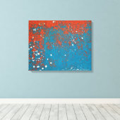 Oranje en Turquoise Paint Abstract Canvas Afdruk (Insitu (Houten vloer))