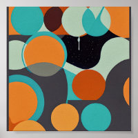 Oranje en turquoise retro cirkels