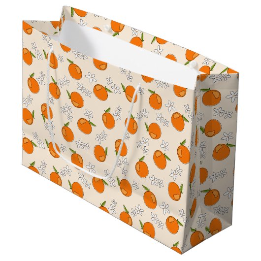 Oranje en ventilatorpatroon groot cadeauzakje (Voorkant Gekanteld)