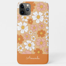 Oranje en White Floral Hoesje-Mate iPhone Case
